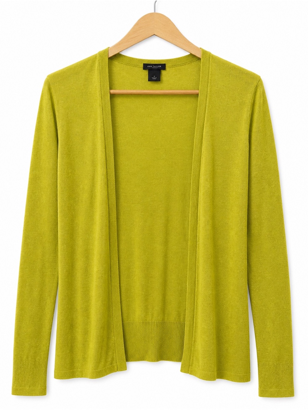 Ann Taylor Lightweight Open-Front Cardigan in Lime Green